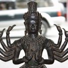 Old Asian Cambodian Bronze 10 Arm Statue