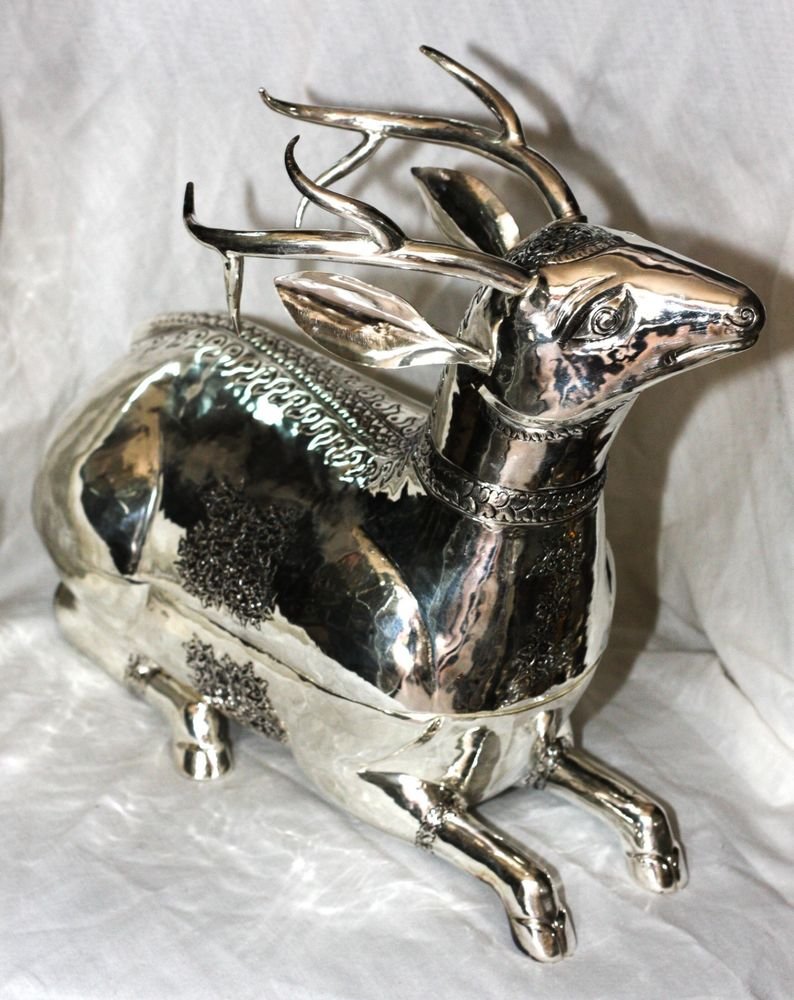 Asian Khmer Silver Deer Box #C110