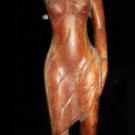 Asian Cambodian Khmer Wooden Lady with a Pot Statue