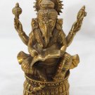 Asian Khmer Cambodian Gilded Bronze Ganesh Statue #C86