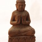 Asian Cambodian Khmer Wooden Sitting Buddha #MS74