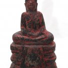 Asian Cambodian Khmer Red Wooden Sitting Buddha #MS70