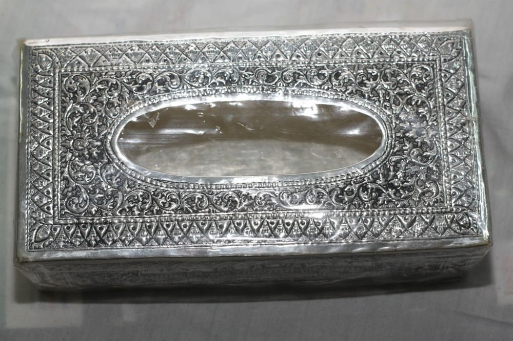 Asian Khmer Silver Tissue Box #C120