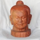Asian Khmer Cambodian Wooden Buddhist Jayavarman Head #MS148