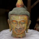 Asian Khmer Cambodian Wooden Buddha Head #12