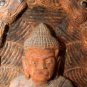 Asian Khmer Sitting Wooden Buddha With Snake Head #MS147