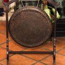 Large Asian Cambodian Khmer Wooden Standing Gong #O1