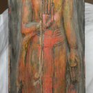 Asian Khmer Standing Large Wooden Buddha on a Board #MS194