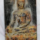 Asian Khmer Sitting Wooden Buddha on a Board #MS190