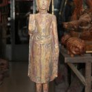 Asian Khmer Standing Wooden Buddha #MS183