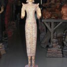 Asian Khmer Tall Standing Wooden Buddha #MS179