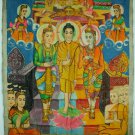 Antique  thangka   Asian Original Cambodian Buddha Oil Painting Monks BA5