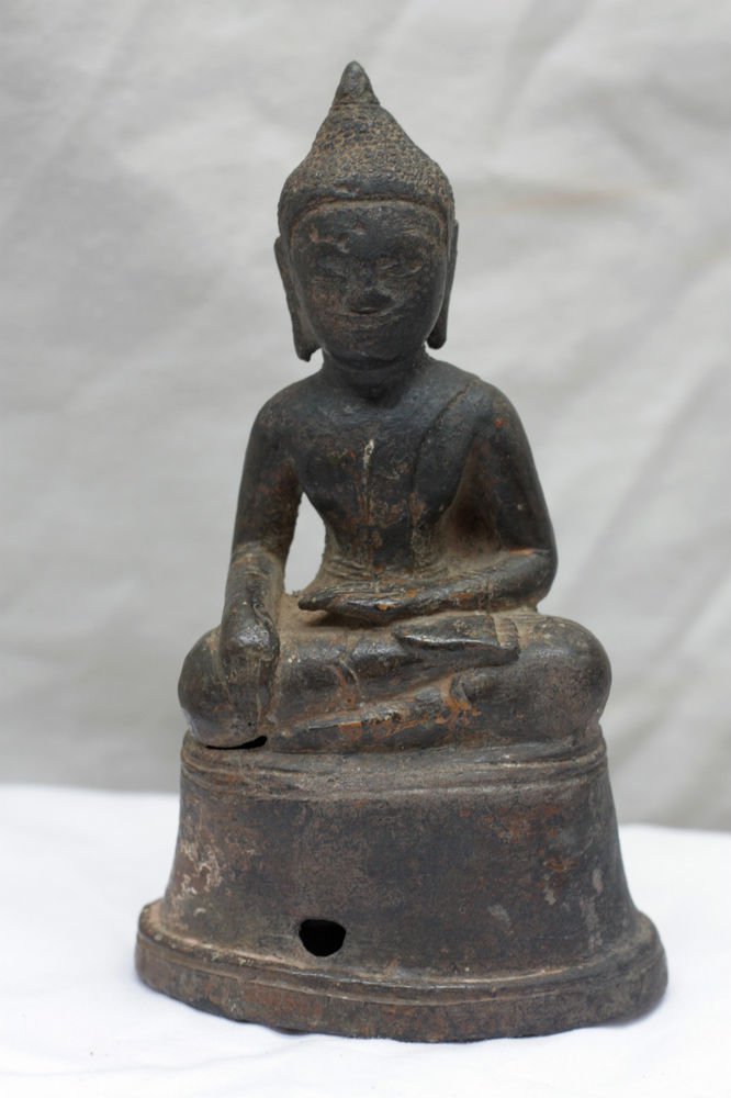 17th Century Asian Khmer Cambodian Bronze Sitting Buddha #N27