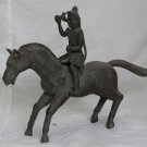 Old Asian Cambodian King on A Horse Deity Bronze Statue #G08
