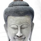 Grey Cambodian Wooden Buddha Head #N08