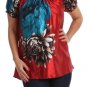 WOMENS RED BLUE BLACK FLORAL CASUAL BLOUSE SIZE 1X 2X 3X