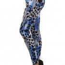 WOMENS BLUE ANIMAL PRINT POLYESTER SPANDEX PLUS SIZE LEGGINGS SIZE  1X 2X 3X