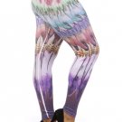 WOMENS PLUS SIZE PINK LIGHT BLUE WHITE POLYESTER SPANDEX LEGGINGS SIZE 1X 2X