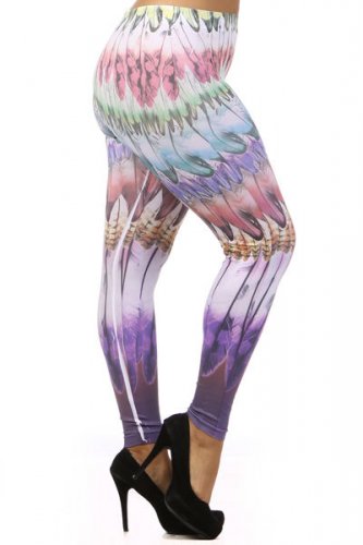 WOMENS PLUS SIZE PINK LIGHT BLUE WHITE POLYESTER SPANDEX LEGGINGS SIZE 1X 2X