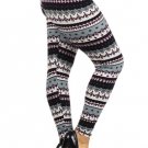 PLUS SIZE MULTICOLORED LEGGINGS GEOMETRIC GREEN GREY PURPLE