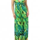 WOMANS GREEN YELLOW SUMMER BEACH V NECK LINE MAXI DRESS Size S M L