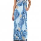 WOMENS SUMMER BEACH PARTY CASUAL BLUE AQUA MAXI DRESS SIZE  S M L