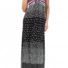 WOMENS BLACK AND PURPLE SUMMER BEACH MAXI DRESS WITH A SMOCKED WAIST SIZE S M L