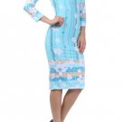 WOMENS  BLUE FLORAL CASUAL SPRING TEA DRESS SIZE S M L