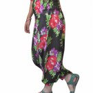 Black  Floral Print Harem Pants Baggy Genie Trouser Jumpsuit Boho Gypsy Indian