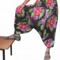 Black Floral Print Harem Pants Baggy Genie Trouser Jumpsuit Boho Gypsy Indian
