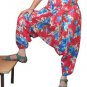 Red Color Floral Print Harem Pants Baggy Genie Trouser Jumpsuit Boho Gypsy India