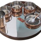 Indian Steel Copper Traditional Dinner Set Dish Bowl Glass Spoon Utensils Health