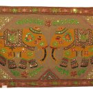 50" Embroidery Wall Hanging Art Elephant Patchwork Tapestry Decor Handmade Throw