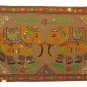 50" Embroidery Wall Hanging Art Elephant Patchwork Tapestry Decor Handmade Throw