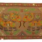50" Embroidery Wall Hanging Art Elephant Patchwork Tapestry Decor Handmade Throw