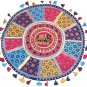 23" Round Embroidered, Flooor, Cushion Cover, Throw, Indian Decor Pillow Ethnic