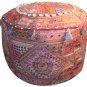 20" Decorative Round Ottoman, Chair Cover, Pouf, Ethnic Vintage, Stool, Pillow