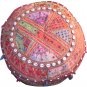20" Decorative Round Ottoman, Chair Cover, Pouf, Ethnic Vintage, Stool, Pillow