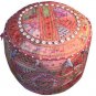 20" Decorative Round Ottoman, Chair Cover, Pouf, Ethnic Vintage, Stool, Pillow