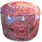 20" Decorative Round Ottoman, Chair Cover, Pouf, Ethnic Vintage, Stool, Pillow,