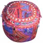 20" Decorative Round Ottoman, Stool, Chair Cover, Pillow, Pouf, Ethnic Vintage,