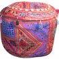 20" Decorative Round Ottoman, Stool, Chair Cover, Pillow, Pouf, Ethnic Vintage,