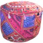 20" Decorative Round Ottoman, Stool, Chair Cover, Pillow, Pouf, Ethnic Vintage,