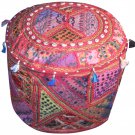 20" Decorative Round Ottoman, Pillow, Pouf, Ethnic Vintage, Stool, Chair Cover,