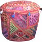 20" Decorative Round Ottoman, Pillow, Pouf, Ethnic Vintage, Stool, Chair Cover,