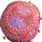 20" Decorative Round Ottoman, Pillow, Pouf, Ethnic Vintage, Stool, Chair Cover,