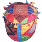 20" Decorative Round Ottoman, Pouf, Ethnic Vintage, Stool, Chair Cover, Pillow,