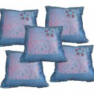 Exclusive Blue Silk Cushion Cover HomeDecor Embroidery Pillow Covers 16X16 Throw