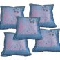 Exclusive Blue Silk Cushion Cover HomeDecor Embroidery Pillow Covers 16X16 Throw