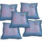 Exclusive Blue Silk Cushion Cover HomeDecor Embroidery Pillow Covers 16X16 Throw
